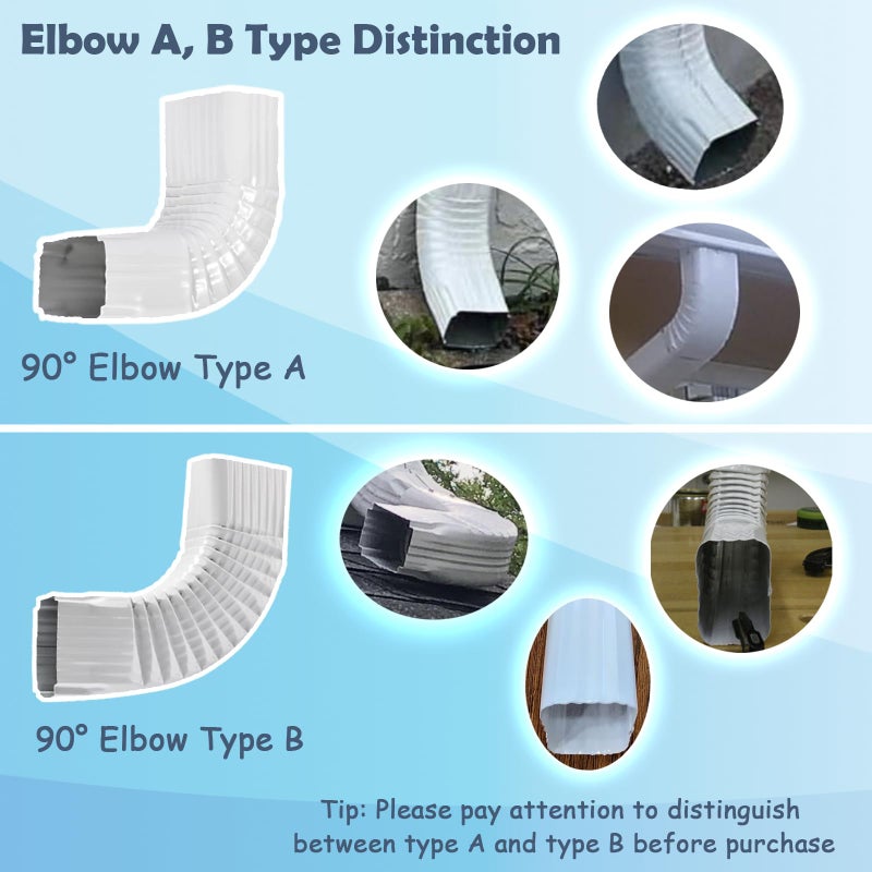 VYH Downspout Gutter Elbows (Positive Elbow,4x3 90 Degrees Style A Gutter Elbow, Downspout Elbow, Roofing Gutter Downspout Elbows, Style A (White) - Image 2